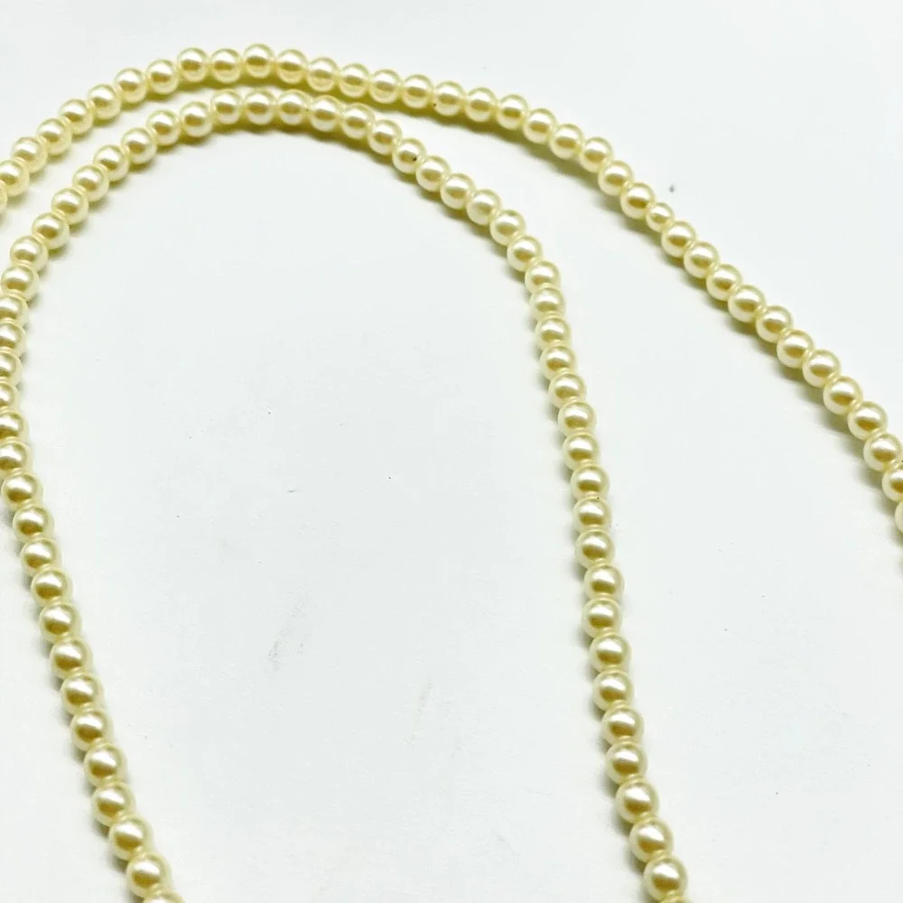 Avon Pendant Necklace Gold Tone Faux Pearl Long Chain Signed Vintage Jewelry
